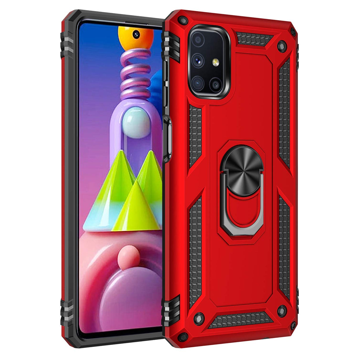 Wuzixi Case for Samsung Galaxy M51. Sturdy and Durable, Built-in Kickstand, Anti-Scratch, Shock Absorption, Durable, Cover for Samsung Galaxy M51.Red