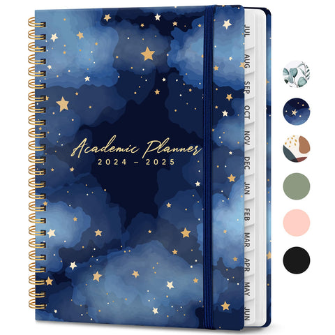 Planner 2024-2025, Academic Planner JUL 2024-JUN 2025, Weekly and Monthly Calendar Planner Book, Hardcover Teacher Planner 2024-2025 with Tabs, A5 (6.4" x 8.5") - Starry Sky
