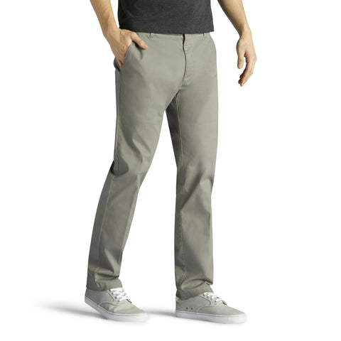 Lee Men's Extreme Motion Flat Front Slim Straight Pant Gravel 40W x 32L