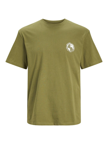 JACK & JONES Men's Jcofilo Tee Ss Crew Neck Aw23 Sn T-Shirt, Olive Branch, L