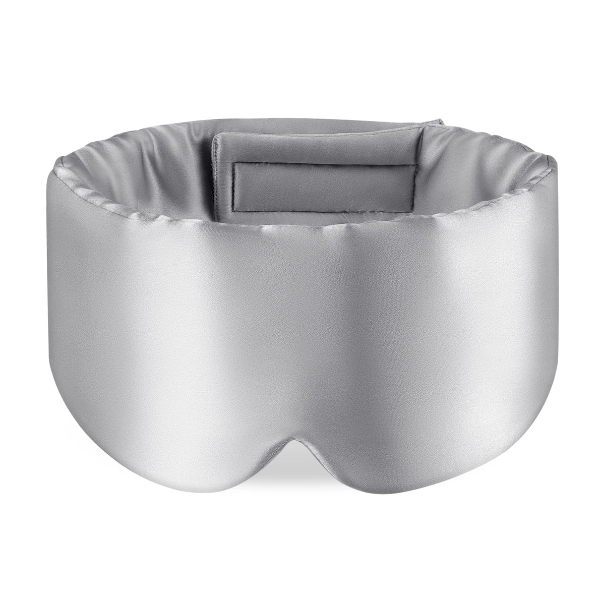 100% Mulberry Silk Sleep Mask Eye Mask for Man and Woman with Adjustable Headband, Full Size Large Sleep Mask & Blindfold for Total Blackout for All Night Sleep, Travel & Nap-Silvergrey