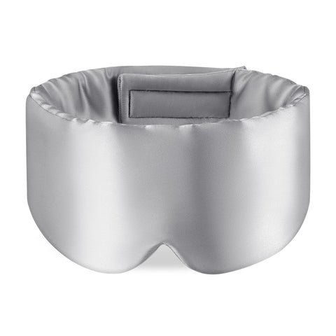 100% Mulberry Silk Sleep Mask Eye Mask for Man and Woman with Adjustable Headband, Full Size Large Sleep Mask & Blindfold for Total Blackout for All Night Sleep, Travel & Nap-Silvergrey
