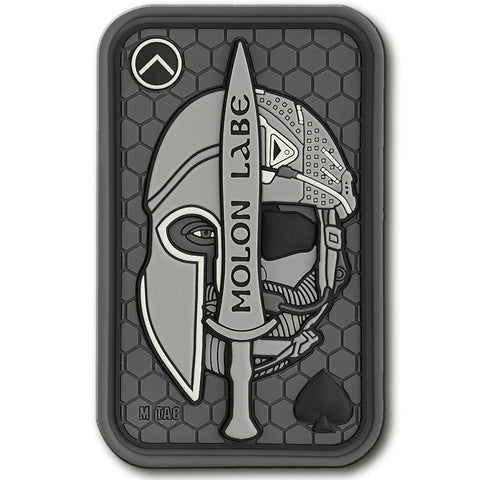M-Tac Morale Patches Spartan Helmet Operator - 3D PVC Military Army Tactical Patch Hook Fasteners (Grey)