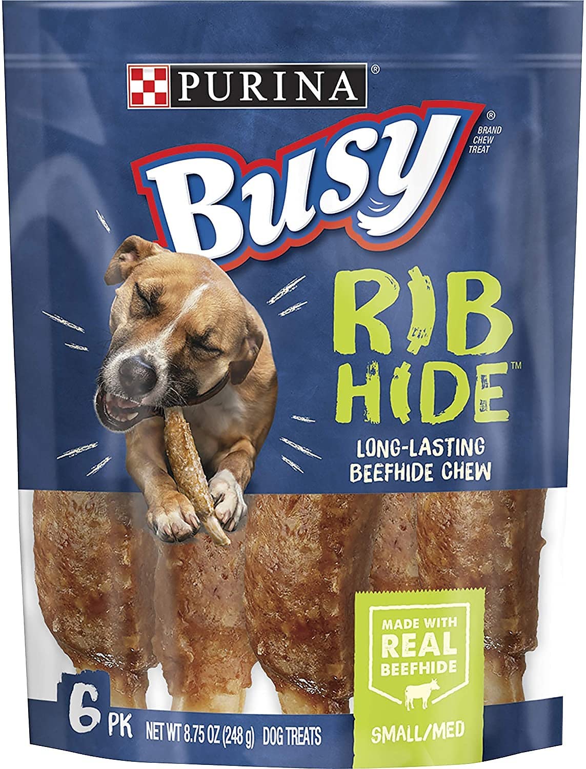 Busy Bone 381775 8.75 oz Purina Busy Beefhide Rib Shaped Dog Treats