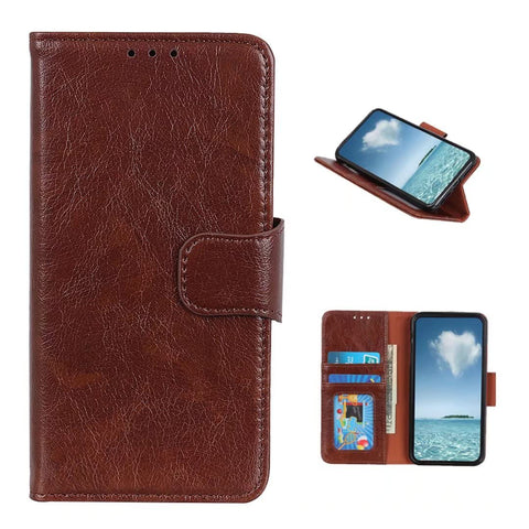 COQUE Motorola Moto G84 5G Case, Leather Flip Wallet with Card Slot, Nappa Case for Motorola Moto G84 5G-Brown