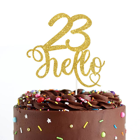 Hello 23 Cake Topper - Happy 23rd Birthday Cake Topper,Cheers to 23 Years,23rd Birthday Party Cake Decorations