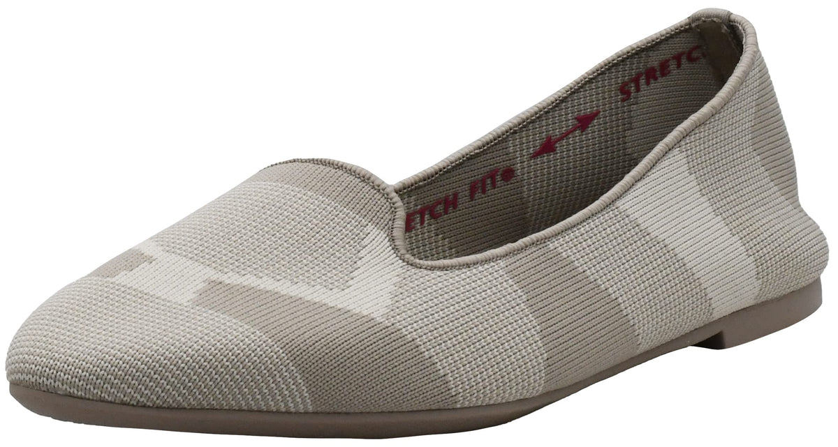 Skechers Women's Cleo-Sherlock-Engineered Knit Loafer Skimmer Ballet Flat, Dark Taupe, 6 M US