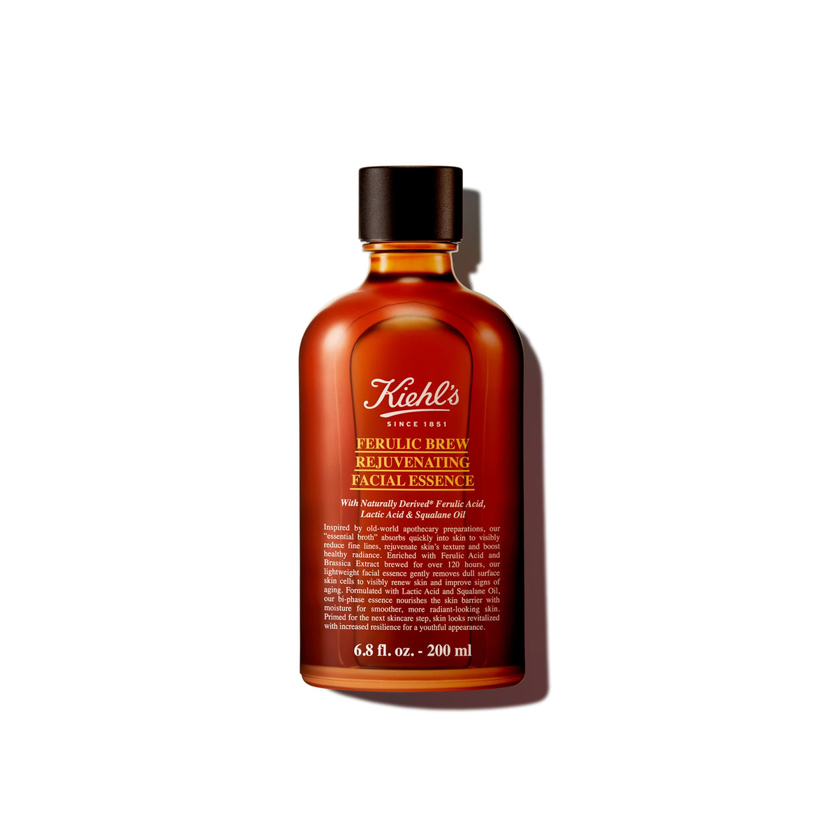 Kiehl's Ferulic Brew Antioxidant Facial Treatment with Lactic Acid, Face Toner for Dull Skin, Boosts Glow, Smooths Skin Texture, Reduces Fine Lines, with Squalane & AHAs, All Skin Types - 6.8 fl oz