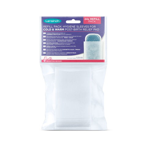 Lansinoh Pack of 24 Hygiene Sleeves Refill for Cold & Warm Post-Birth Relief Pads, Clear