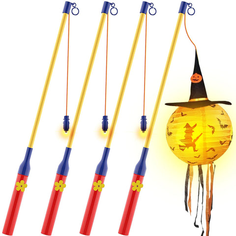 Lantern Sticks, Children's LED Lantern Sticks, Pack of 4 Electronic Lantern Sticks with LED 50 cm, Lantern Stick LED for Children's Parties, St Martin, Halloween, Costume Parties, Nursery