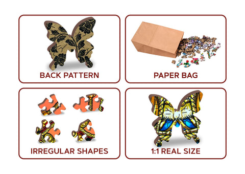 WOODEN.CITY Wooden Puzzle - Royal Wings - 250 Pieces 14.8 x 10 in - Jigsaw Brain Teaser - Family Puzzle for Adults - Unique Wooden Puzzles for Adults