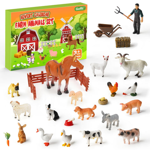 Goffii Advent Calendar 2024 Children, Farm Advent Calendar, A Gift Before Christmas, with 18 Farm Animals, Supports Early Childhood Education, Suitable for Children from 3 Years
