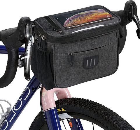 flintronic Cycling Handlebar Bag, Waterproof Bike Frame Bag, Large Capacity Bike Handlebar Bag with Phone Holder, Front Top Tube Storage Bag for MTB Mountain Bike, Road Bike