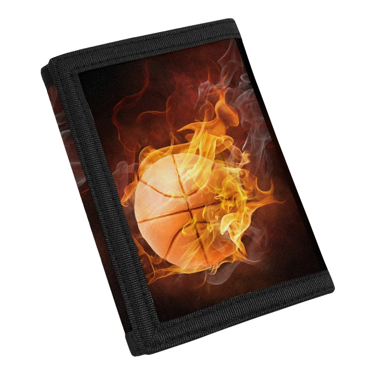 Coldinair Fashion Print Canvas Wallet for Teens Kids Boys Girls,Slim RFID Trifold Wallets for Travel School, Fire Basketball, One Size, Custom