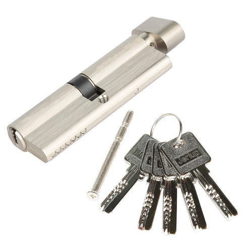 Jeriup 100mm(45/10/45) Euro Profile Lock Cylinder with 5 Keys (dimple), Single Open Copper Lock Cylinder, Anti-Rust Corrosion Resistant Anti-Theft Wooden Door Lock Cylinderâ€¦
