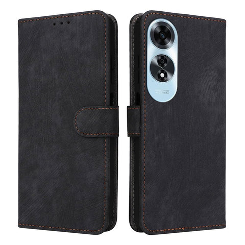 XINNI RFID Protective Phone Case for OPPO A60 4G, PU/TPU Flip Leather Shockproof Cover, Black
