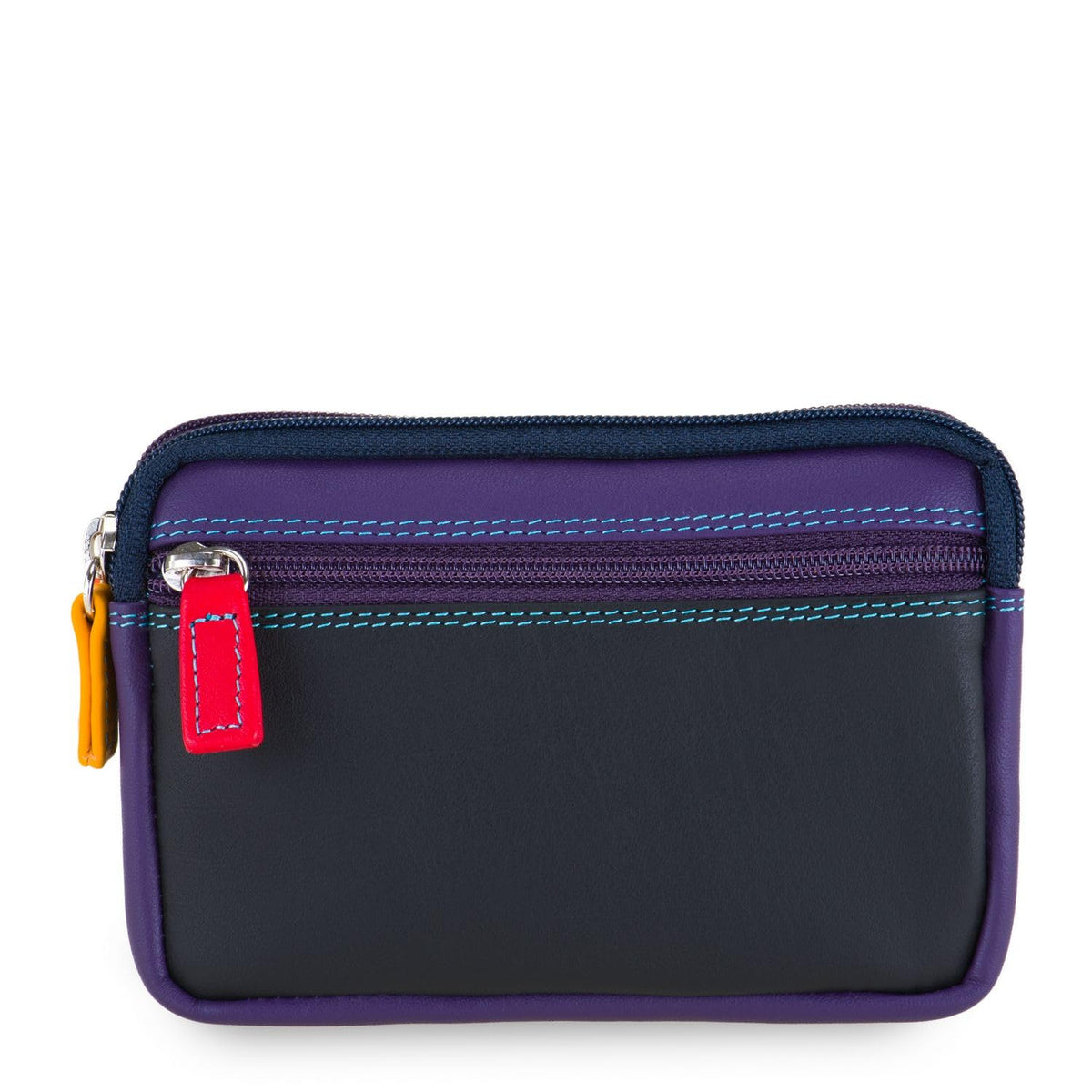 mywalit Small Leather Double Zip Purse - Leather, Card slot, Coin Pocket, Zipped Compartments