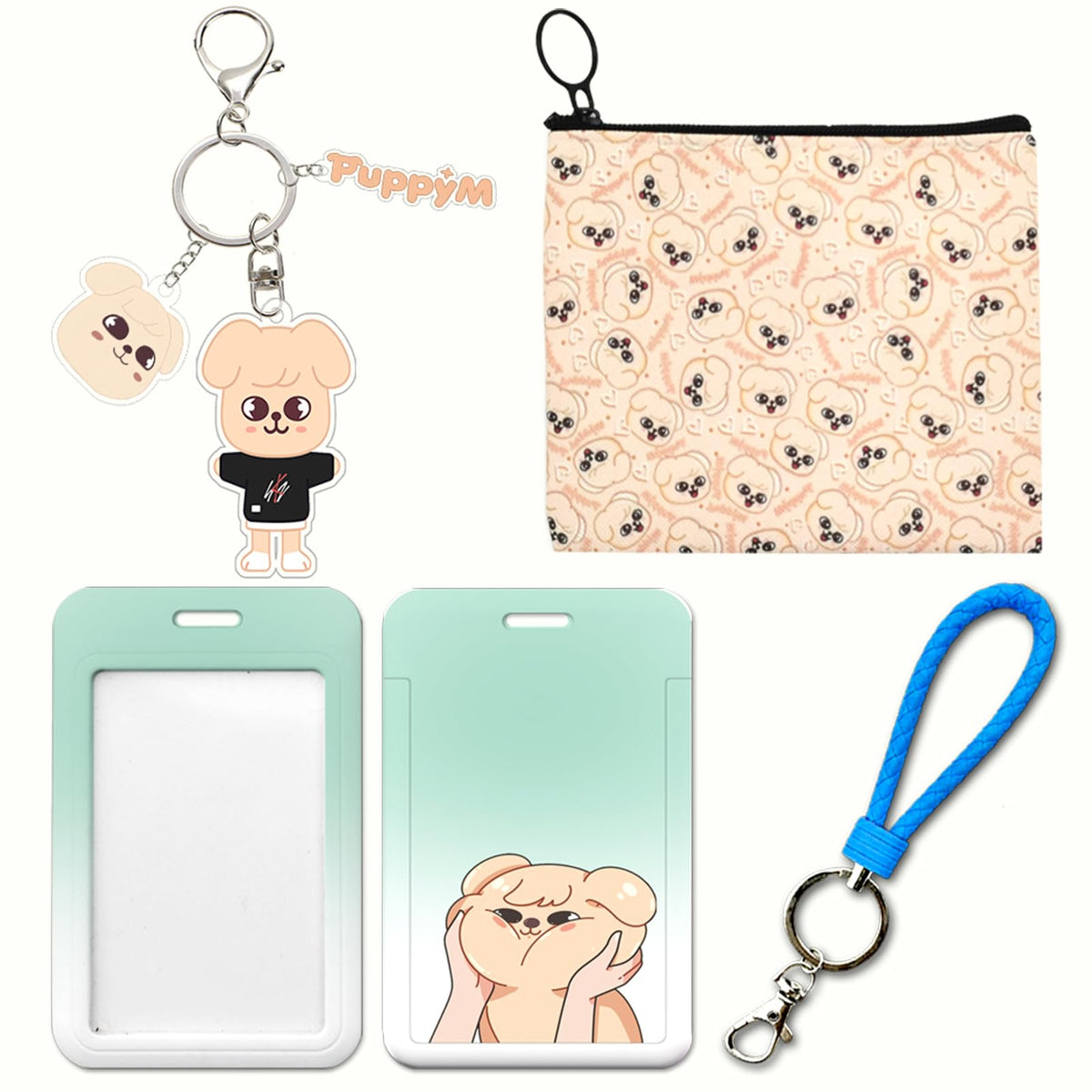 Bicykol Q Kpop Stray-Kids Merch Set Including 1 PCS SKZOO Photocard Holder with Lanyard,1 Unique Stray-Kids Keychain,1 Straykids Wallet for Stray-Kids Fans SKZOO Merch Gift for Fans Party-xiaogou