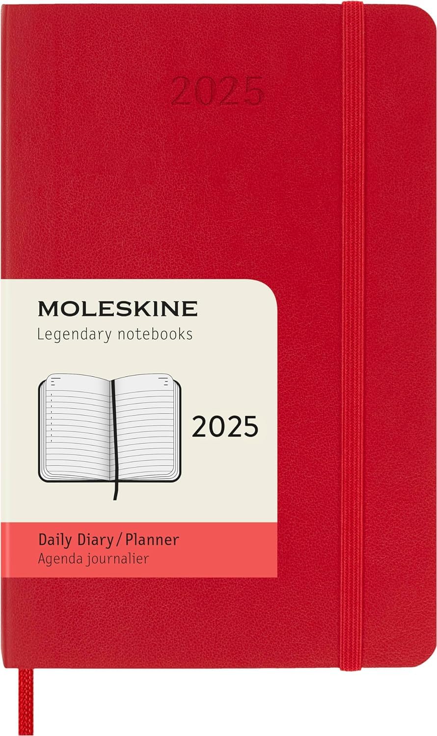 Moleskine Classic 12 Month 2025 Daily Planner, Soft Cover, Pocket (3.5" x 5.5"), Scarlet Red, 400 pages