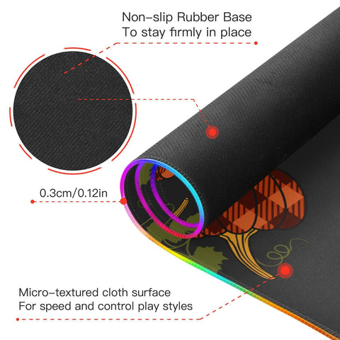 Fall Pumpkins Farmhouse Decor Black Wireless Charging Mouse Pad for Mobile Phone Extra Large Gaming Mousepad with 13 Lighting Modes Computer Mat for Gaming MacBook PC Laptop Desk Home Office