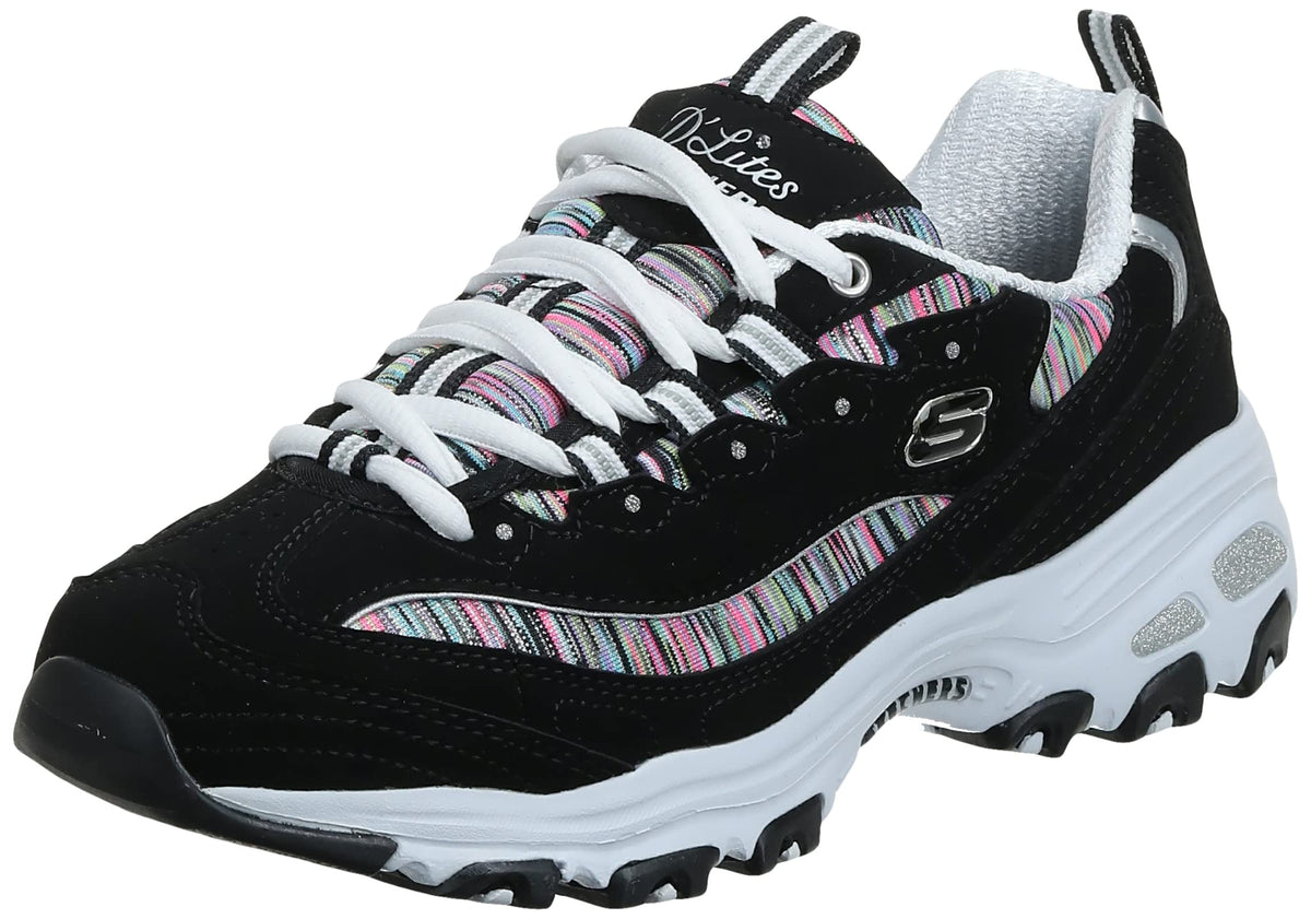 Skechers Sport Women's DLites Interlude Sneaker, Black/White, 6 W US