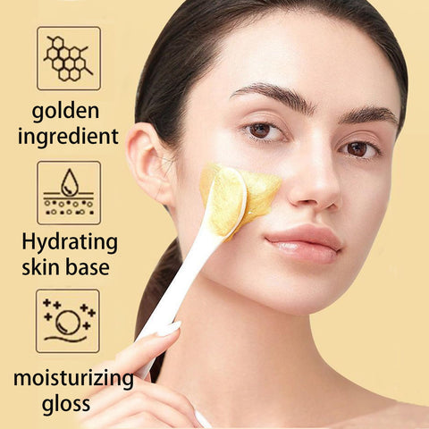 Gold Foil Peel off Mask, 98.4% Gold Facial Mask, Gold Face Mask & Gold Eyes Mask & Brush Set, Beilingmei Gold Peel off Mask, Peel-Off Anti-Wrinkle Face Mask for Deeply Cleans (1pcs)
