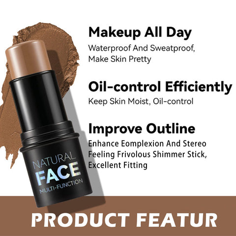 QIUFSSE Highlighter Stick Cream Blush Stick Bronzer Contour Stick Makeup,3 PCS Cream Contour Kit with Contour Brush,Long Lasting & Professional Highlighters Makeup Stick for Beginner