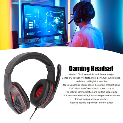 Gaming Headset with Microphone, Over Ear Gaming Headphone Stereo Sound Headset, 3.5mm Audio Jack Noise Cancelling Headphones Wired for Switch for PS4 for PS5 Laptop PC