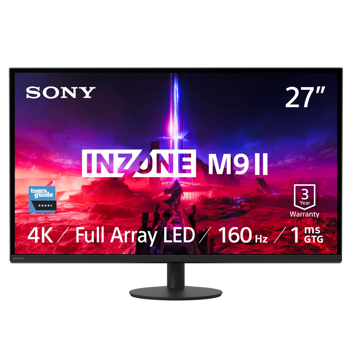 Sony INZONE M9II 27" 4K Ultra HD PC Gaming Monitor: 2160p Resolution - 160Hz Refresh Rate - 1ms GTG - DCI-P3 95% Spectrum - Full Array LED - G-Sync - Adaptive Sync - VRR, Black