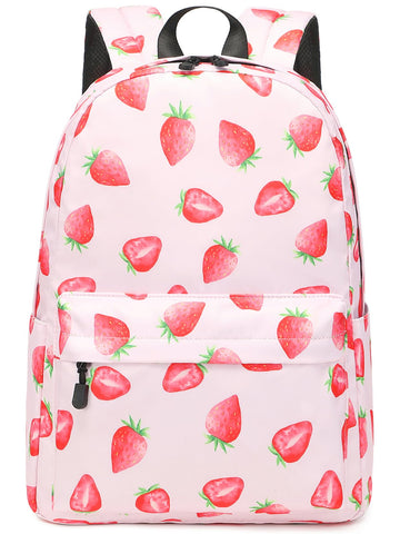 mygreen Backpack for Kids, Fashion Strawberry Pattern School Backpack College Bags Shoulder Bag Daypack Bookbags Travel Bag for Girls Pink