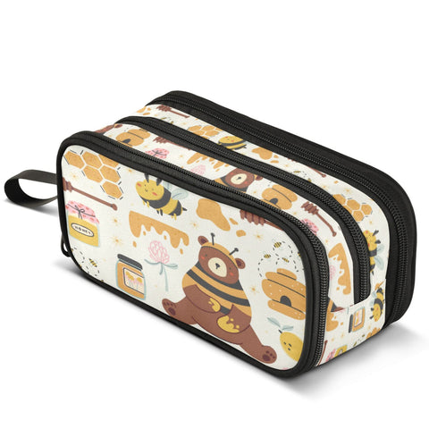 MNSRUU Big Pencil Pen Case, Pencil Bag Cute Bee and Bear Aesthetic Pencil Case Organizer Markers Pencil Box Pencil Pouch for Girls Boys Adults