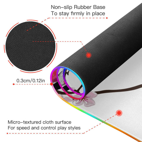Branch Birds Blossom Wireless Charging Mouse Pad for Mobile Phone Extra Large Gaming Mousepad with 13 Lighting Modes Computer Mat for Gaming MacBook PC Laptop Desk Home Office