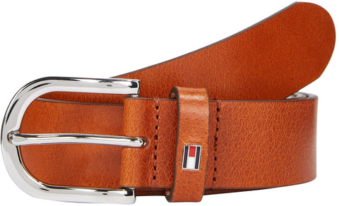 Tommy Hilfiger - New Danny Belt, Brown - 100% Real Leather - Rounded Silver-Tone Buckle - Wardrobe Essentials - Tommy Hilfiger Accessories for Women - Size 75