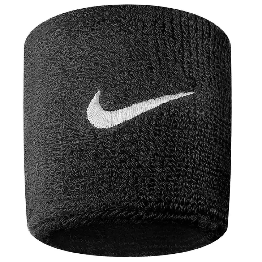 Nike Swoosh Wristbands (One Pair) - Black/White, One Size