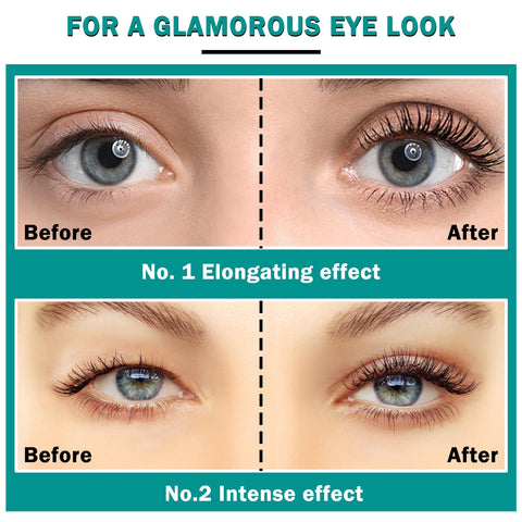 4D Silk Fiber Lash Mascara 2 in 1 Lash Cosmetics Waterproof Mascara Natural 5X Longer Non-clumping Thickening Effect Black Fiber Mascara