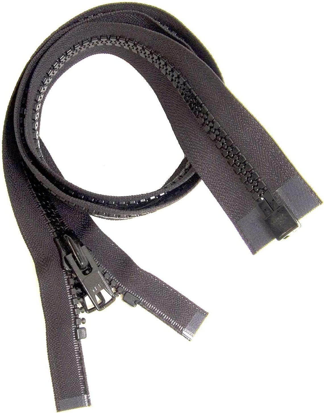 #10 Heavy Duty Marine Grade YKK Separating Zipper - Metal Tab Slider - Color Black - Choose Your Length - Made in The United States (1 Zipper Per Pack) (36" Inches)
