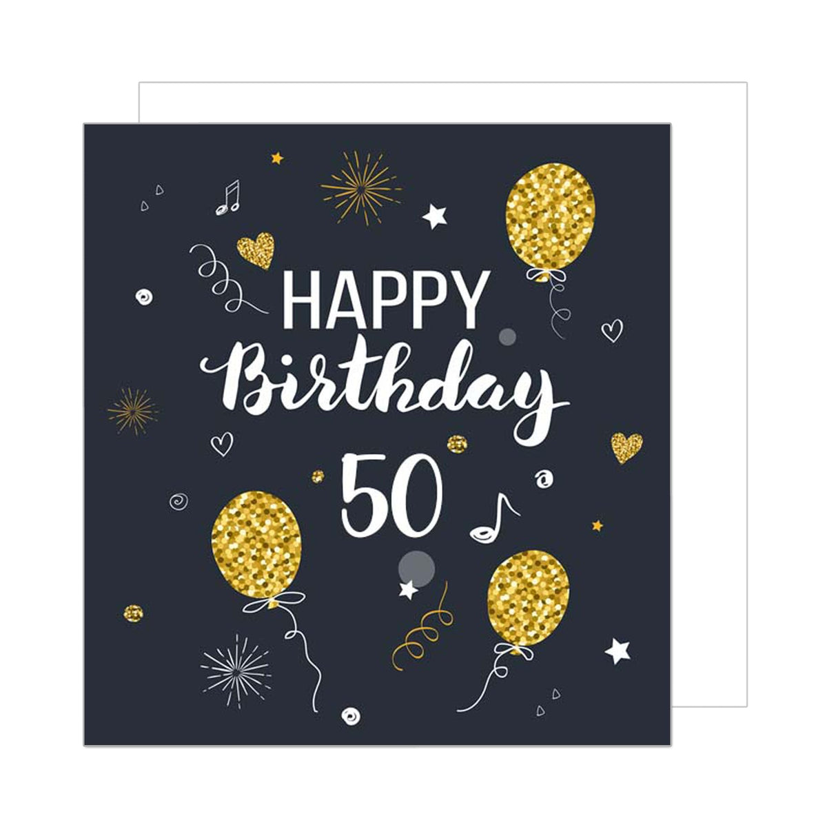 Edition Seidel Premium Square 50th Birthday Card with Envelope Greeting Happy Birthday For Him Her Friend Mum Dad Wife Husband Partner Fifties Gold Elegant (GZQ100-50)