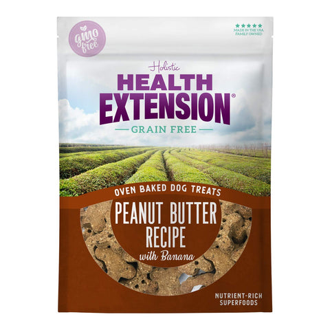 Health Extension Oven-Baked Dog Treat, Gluten & Grain-Free, Puppy Training Dry Biscuit Treats, Peanut Butter & Banana Recipe (6 Oz / 170 g)