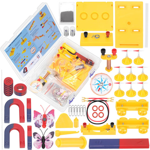 Rustark 53Pcs Science Magnet Kit Physics Electromagnet Experiment Set Labs Science Magnet Set Physics Science Magnet Kit Education Science Experiment Tools for School Students Education