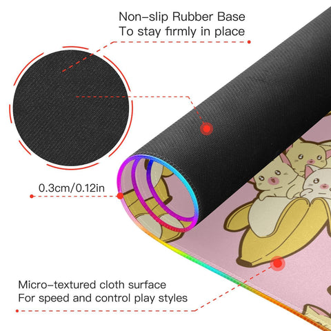 Cute Cartoon Cat Wireless Charging Mouse Pad for Mobile Phone Extra Large Gaming Mousepad with 13 Lighting Modes Computer Mat for Gaming MacBook PC Laptop Desk Office Home