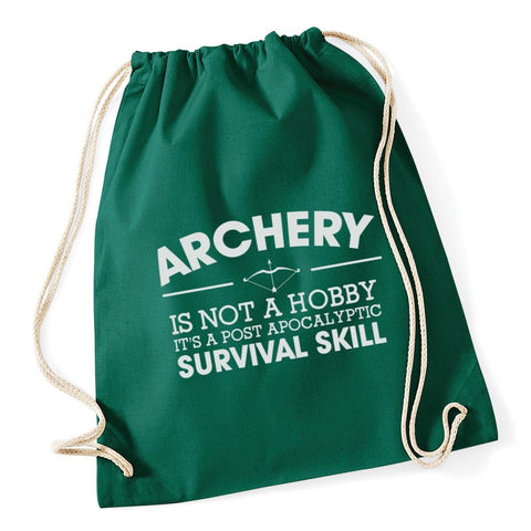 Hippowarehouse Archery is not a hobby it's a post apocalyptic survival skill Drawstring CottonSchool Gym Bag 37cm x 46cm, 12 litres