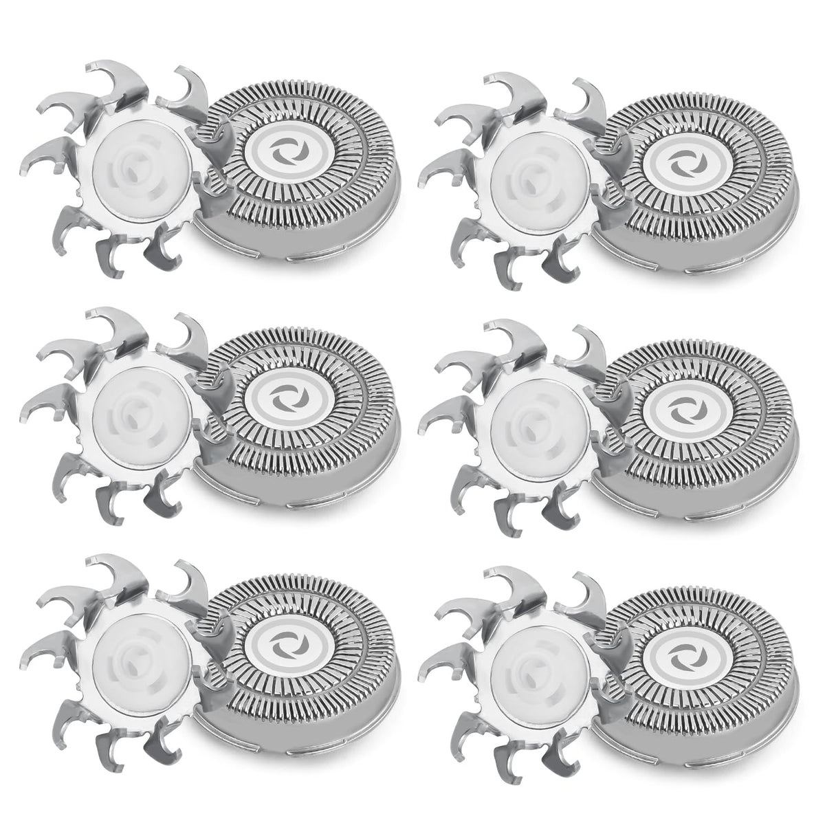 Nivofu Pack of 6 replacement shaving heads, compatible with Philips Norelco series 3000, 2000, 1000, FR8 shaving head, double blade