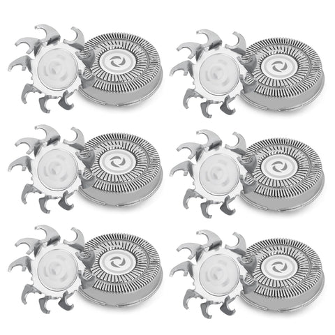 Nivofu Pack of 6 replacement shaving heads, compatible with Philips Norelco series 3000, 2000, 1000, FR8 shaving head, double blade