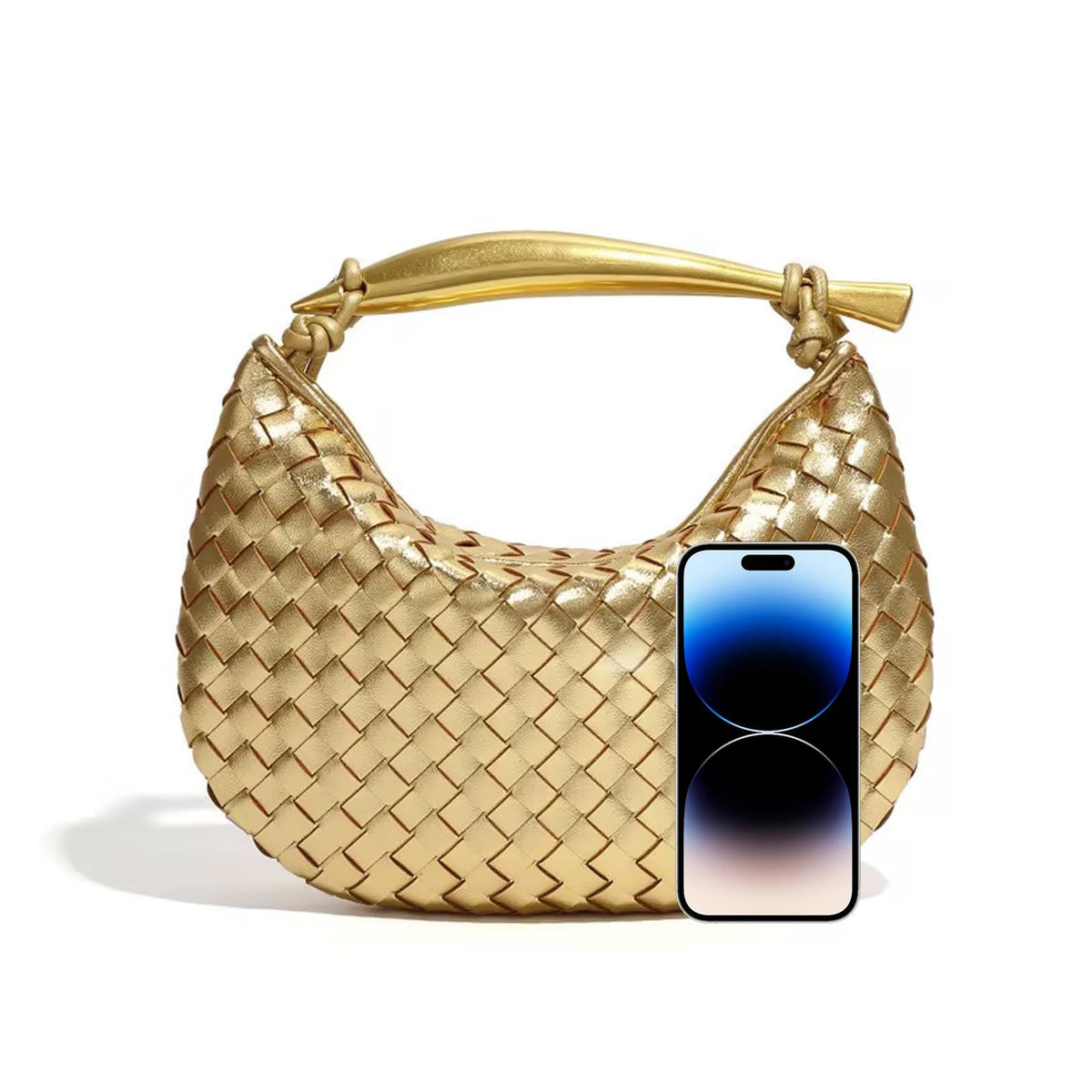 YUJORY Handmade Woven Crossbody bags for Women - Shoulder Bag Dumpling Purse Knotted Clutch Bag Evening Bag?gold?