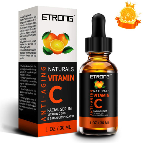 Vitamin C Serum Face with Hyaluronic Acid,Vitamin E,20% Vitamin C for Anti-wrinkle,Dark Circle,Fine Lines and Sun damage - Restore&Boost Collagen (30ml)