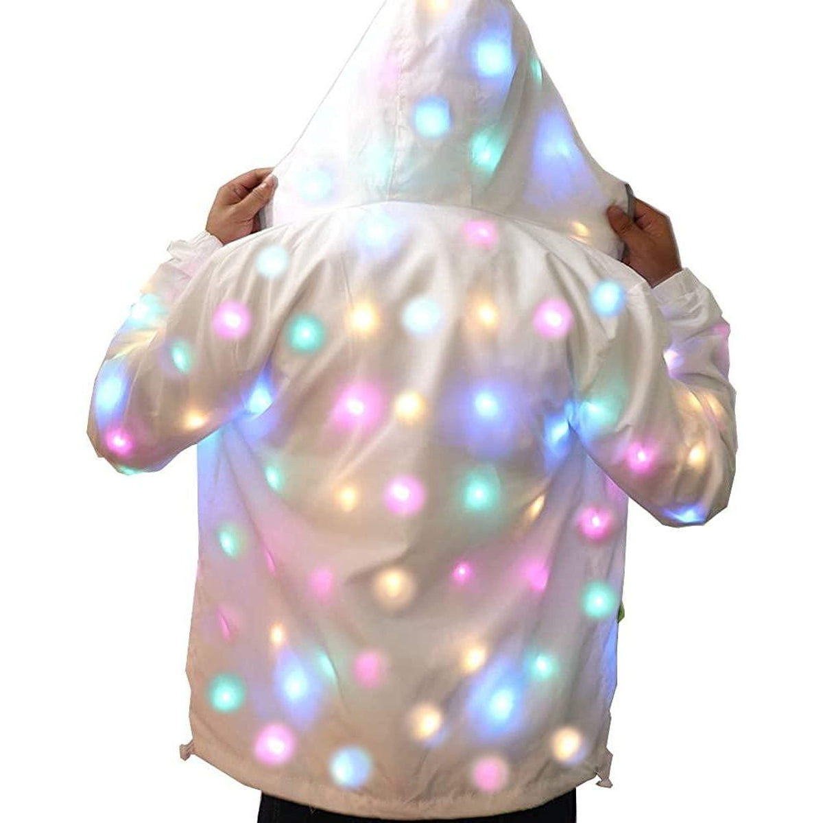 Light up Jacket LED Costume Colourful LED Jacket/Coat for Men Women and Kids | Perfect for Raves, Party, Christmas Party, Music Festivals, etc. Reinforced with Double Seams and Wiring - Men M/Women XL
