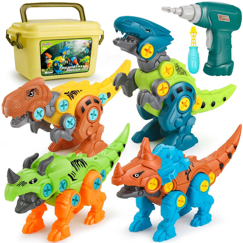 Dreamon Take Apart Dinosaur Toys for Kids with Storage Box Electric Drill, DIY Construction Build Set Educational STEM Gifts for Boys Girls