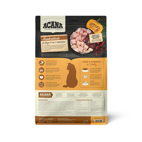 ACANA Highest Protein Meadowlands Grain-Free Dry Cat Food, Free-Run Chicken and Turkey and Chicken Liver Cat Food Recipe, 4lb
