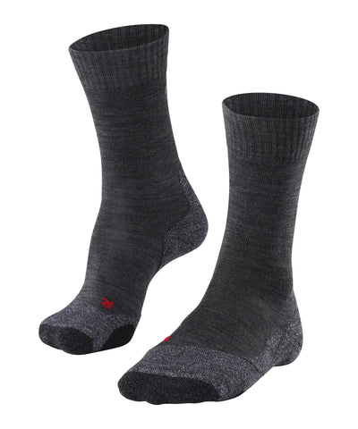 FALKE Men's TK2 Explore M SO Wool Thick Anti-Blister 1 Pair Hiking Socks, Grey (Asphalt Melange 3180), 8-9