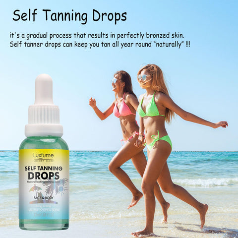 Luxfume Tanning Drops to Add to Moisturizer - Gradual Tan and Non-Comedogenic,Facial Tanning Drops with Customizable Glow,Vegan and Cruelty-Free 1.08 Fl Oz